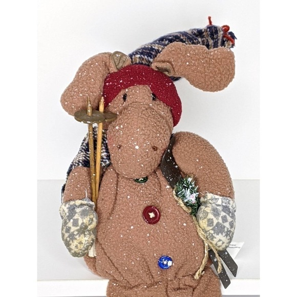 Ski Lodge Winter Decor Skiing Moose Shelf Sitter 19 inch NOT A TOY - Picture 3 of 5